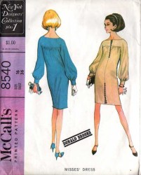 8540 MCCALLS DONALD BROOKS 1966 LONG SLEEVE YOKE DRESS PATTERN 12 32